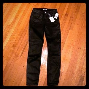 NWT Good American Waxed Black Jeans-Leather Like